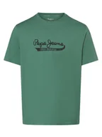 Koszulki męskie - Pepe Jeans Koszulka męska - Claude Mężczyźni Bawełna zielony nadruk, S - miniaturka - grafika 1