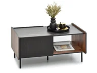 Ławy i stoliki kawowe - ELEGANCKA ŁAWA DO SALONU ZE SHOWKAMI PUERTO P11 ORZECH MARMUR CZARNY - miniaturka - grafika 1