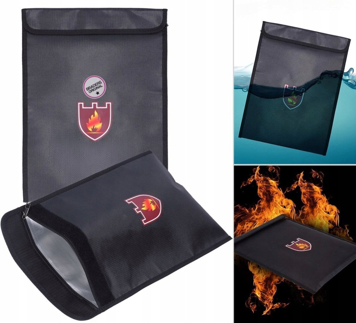 Youshares Torba ognioodporna i wodoodporna na Dokumenty, Pieniądze Paszport z Zamkiem