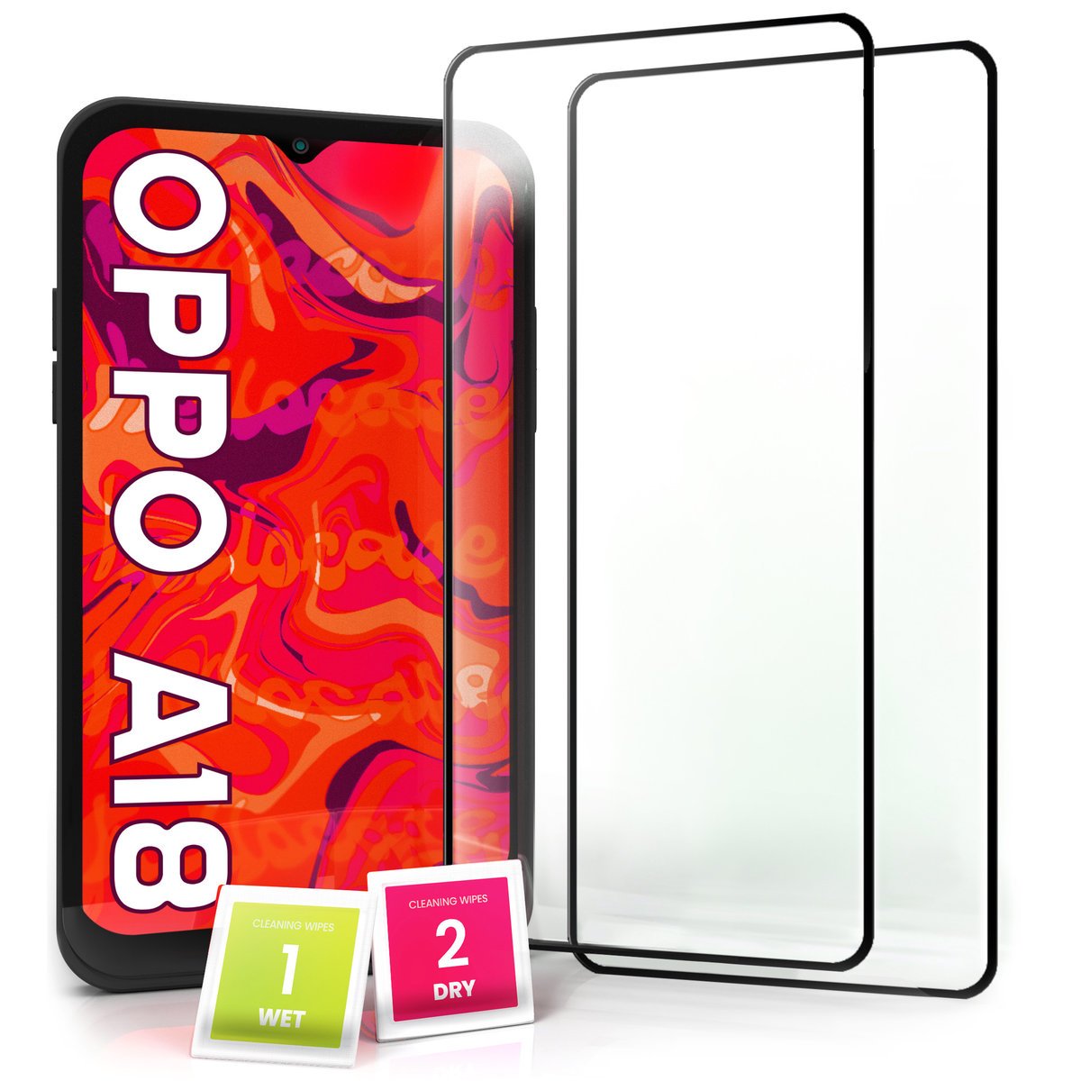 2-pak Szkło Hartowane do Oppo A18 Ochronne Pełne Na cały ekran 5D 9H
