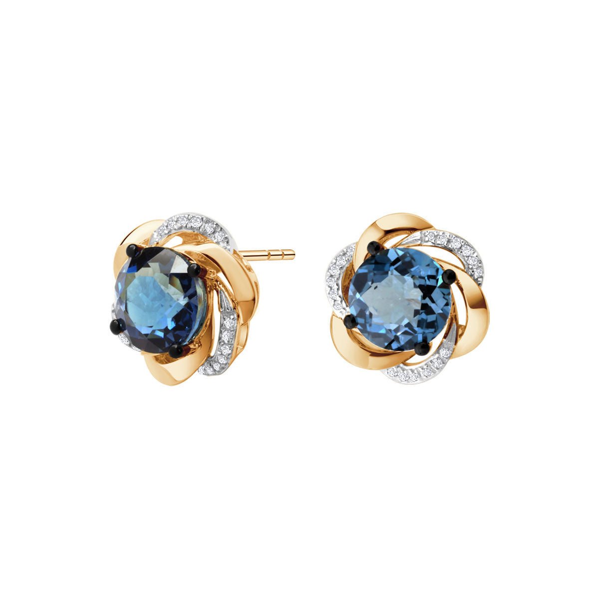 Kolczyki z Topazami London Blue i diamentami