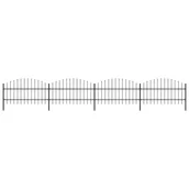 Ogrodzenia - vidaxl Panele ogrodzeniowe z grotami, stal, (0,75-1) x 6,8 m, czarne - miniaturka - grafika 1