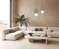 Lampy sufitowe - PIEVE lampa wisząca ceramiczna kula beżowa 15cm LED 5W 3000K klosz biały PND-95221-1S-BR - miniaturka - grafika 1