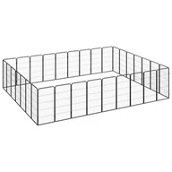 Sprzęt podróżny i transportery dla psów - vidaXL Kojec dla psa, 32 paneli, czarny, 50x100 cm, stal - miniaturka - grafika 1