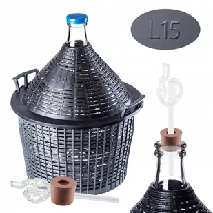 KADAX Gąsior Na Wino Balon Do Wina 15 Litrów Rurka Korek W Koszyku Zestaw - Pojemniki kuchenne - miniaturka - grafika 1