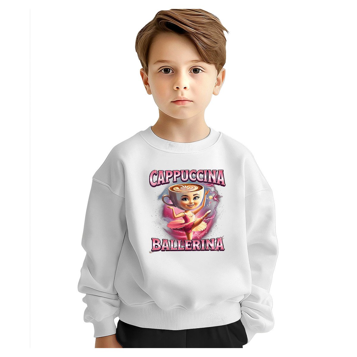 BLUZA DZIECIĘCA BRAINROT CAPPUCCINA BALLERINA 110-116 DLA DZIEWCZYNKI
