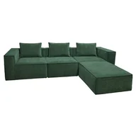 Sofy i kanapy - Sofa L HWC-O54, sofa wypoczynkowa z otomaną, rozkładana modułowo w prawo/w lewo, tkanina/materiał 63x270x190 cm ~ zielona - miniaturka - grafika 1