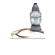 Lampiony i znicze - SZKLANA PODSTAWKA POD ZNICZE Z DEDYKACJĄ 30x30cm Fale beż 138f - miniaturka - grafika 1