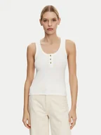 Koszulki i topy damskie - Tommy Hilfiger Top Henley WW0WW43920 Biały Slim Fit - miniaturka - grafika 1