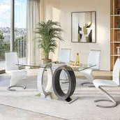 Krzesła - Komplet 4 krzeseł TWIZY - Materiał skóropodobny biały - miniaturka - grafika 1