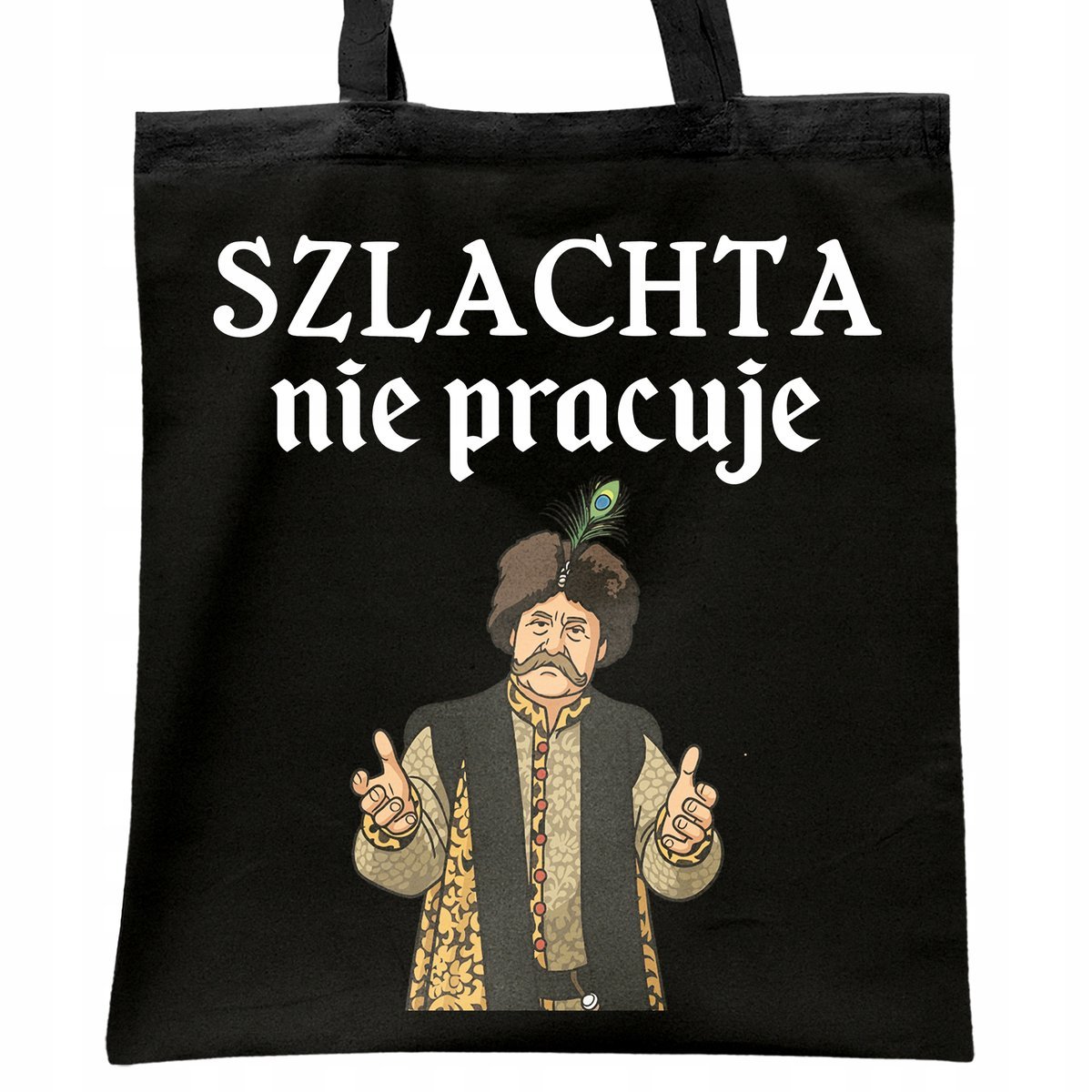 Torba bawełniana czarna na zakupy 1670 Szlachta Nie Pracuje