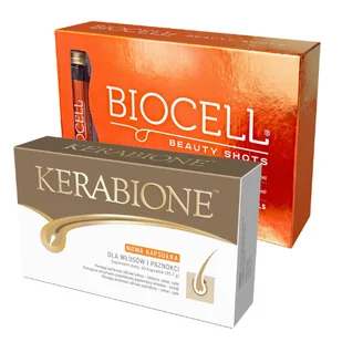 Kerabione + Biocell Beauty Shots - włosy skóra paznokcie - 60 kapsułek + 14 fiolek - Włosy, skóra, paznokcie - miniaturka - grafika 1