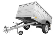 Przyczepy - Przyczepa Do Auta Unitrailer Garden Trailer 200 Kipp (New) Z Kołem Podporowym, Burtami Bis I Pokrowcem Płaskim Szarym - miniaturka - grafika 1