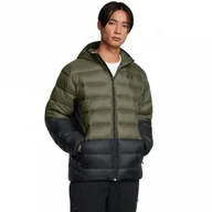 Kurtki męskie - Męska kurtka z puchem naturalnym Under Armour Legend Down Hooded Jacket - oliwkowa/khaki - miniaturka - grafika 1