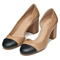 Czółenka - Geox D Virnilisa 65 B czółenka damskie, Beżowy Black, 36.5 EU - miniaturka - grafika 1