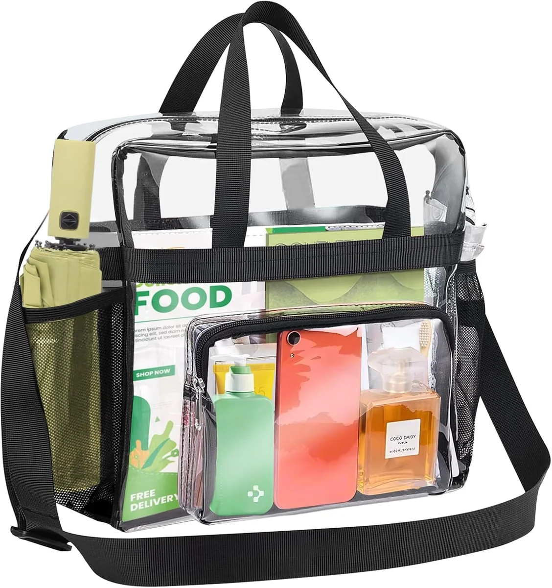 Przezroczysta torba PVC damska 31x30x15 cm na siłownię, do biblioteki