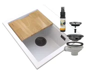 Zlewozmywaki - Granitan Foxal Biały Zlewozmywak Granitowy Syfon Czarny - miniaturka - grafika 1