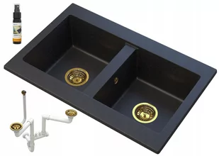 Granitan Czarny Zlewozmywak Granitowy Z Drobinkami Złotego - Zlewozmywaki - miniaturka - grafika 1