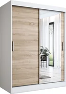 Szafy - MKPOL Szafa przesuwna MODUO COMFORT 150 biała mat/dąb sonoma z lustrem po prawej - miniaturka - grafika 1