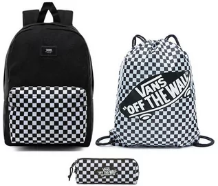 Torby sportowe - Vans Plecak szkolny New Skool Checkerboard kratka czarny + worek + piórnik - grafika 1