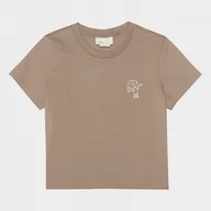 Koszulki sportowe damskie - Damski t-shirt crop top z nadrukiem Outhorn OTHWSS24TTSHF1479 - brązowy - miniaturka - grafika 1