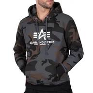 Bluzy sportowe męskie - Bluza Alpha Industries Basic Hoody Camo 178312C125 - szaro-brązowa - miniaturka - grafika 1