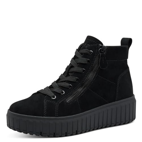 Jana Damskie buty Lace Boot Flat Vegan, modne kozaki, czarne, 40 EU, czarny, 40 EU