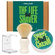 Kosmetyki do golenia - MenRock The Life Shaver Sicilian Lime zestaw krem do golenia 100ml + pędzel do golenia + stojak na pędzel - miniaturka - grafika 1