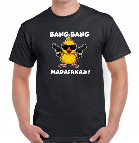 TSHIRT MĘSKI BAWEŁNIANY NA URODZINY CZARNY BANG BANG MADAFAKAS R. S SUPER