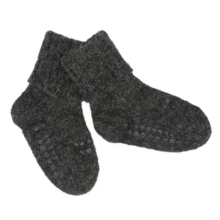 Gobabygo - Wełniane Antypoślizgowe Skarpetki Do Nauki Chodzenia Alpaca Dark Grey Melange 6-12 M-Cy - Skarpetki dla dzieci - miniaturka - grafika 1