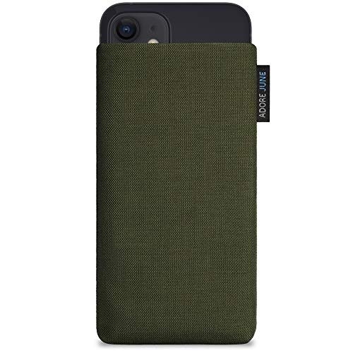 Adore June Klasyczny oliwkowo-zielony pokrowiec ochronny kompatybilny z iPhone 13 mini/iPhone 12 mini, etui wykonane z wytrzymałej tkaniny z efektem czyszczenia wyświetlacza