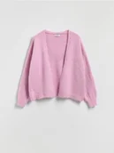 Swetry damskie - Reserved - Kardigan z dodatkiem wełny - różowy - miniaturka - grafika 1