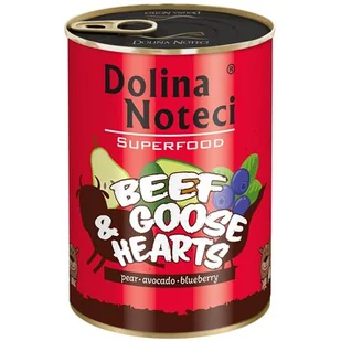 Dolina Noteci Premium Superfood Pies Wołowina i serca gęsi puszka 400g - Mokra karma dla psów - miniaturka - grafika 1