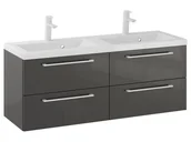 Szafki łazienkowe - Szafka Wisząca Z Umywalką RON 120 cm DUO - Titan Wysoki Połysk - Uchwyty Białe Matowe - miniaturka - grafika 1