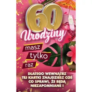 Karnet Urodziny z nakładką na butelkę 60 - Kartki okolicznościowe i zaproszenia - miniaturka - grafika 1