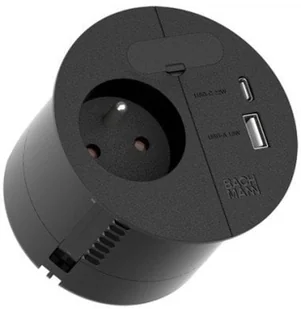 BACHMANN LOOP IN CHARGE UTE USB A/C22W, przewód zasilający 2,0 m H05VV-F3G1,5 mm z otworem przelotowym - Gniazdka elektryczne - miniaturka - grafika 1