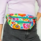 Nerki - Saszetka nerka folk - wzory łowickie - biała - miniaturka - grafika 1