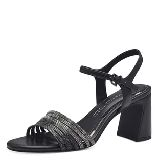 MARCO TOZZI Feel Me sandały damskie, miękka podszewka, wegańskie, 2-28383-42 sandały z obcasem, czarny Comb, 42 EU - Sandały damskie - miniaturka - grafika 1