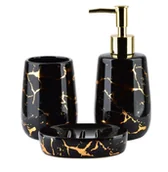 Akcesoria łazienkowe - Tutumi Zestaw łazienkowy ceramiczny 322123 Czarny - miniaturka - grafika 1