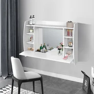 Toaletki - Ścienny stolik toaletowy z lustrem 110x74x485 cm biały MDF - miniaturka - grafika 1