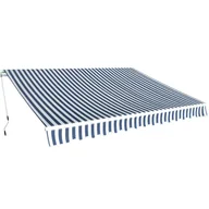Markizy - vidaXL Markiza zwijana ręcznie, 350 cm, niebiesko-biała - miniaturka - grafika 1