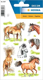 HERMA 3307 naklejek ze zwierzętami dla dzieci, rysowane konie (18 naklejek, papier, matowe), samoprzylepne, trwale przylegające motywy, etykiety dla dziewcząt i chłopców, kolorowe - Etykiety do drukarek - miniaturka - grafika 1