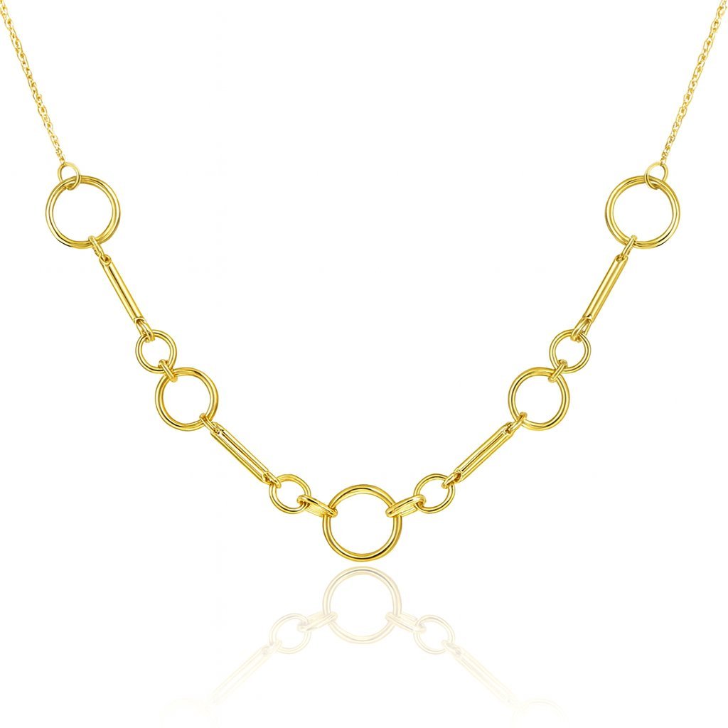Naszyjnik Golden Link Złote Geometryczne Ogniwa Koła Stal PVD 316L 43cm Celebrytka