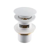 Korki do umywalek - Korek umywalkowy mosiężny Klik Klak model A uniwersalny do umywalki 1/4 cala z przelewem biały - miniaturka - grafika 1