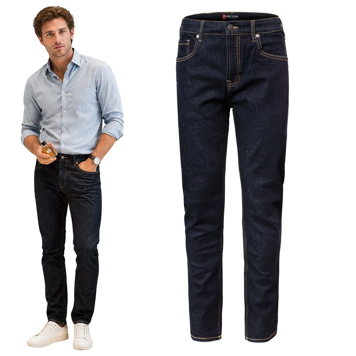 SPODNIE Męskie Jeansy Klasyczne GRANATOWE Denim Pako Jeans SPODNIE Męskie Jeansy Klasyczne GRANATOWE Denim W32/L32 Pako Jeans
