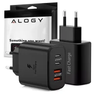 Ładowarki do telefonów - Ładowarka sieciowa 40W 2x USB 2x USB-C Alogy Super Fast Charger Szybkie ładowanie PowerDelivery PD Czarna - miniaturka - grafika 1