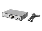 Switche - DIGITUS 8 Port Gigabit Switch 8xRJ45 6xPoE + 2G SFP 180W Support 802.3 af/at/bt standard - miniaturka - grafika 1