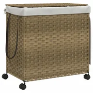 Kosze na bieliznę - vidaXL Kosz na pranie na kółkach 60x35x60,5 cm rattanowy - miniaturka - grafika 1