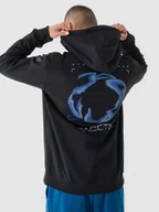 Bluzy sportowe męskie - Męska bluza dresowa nierozpinana z kapturem 4F 4FWAW24TSWSM1257 - czarna - miniaturka - grafika 1