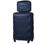 Walizki - Zestaw Walizka Duża + Kuferek z ABS-u (XL+BC) Granatowy - miniaturka - grafika 1